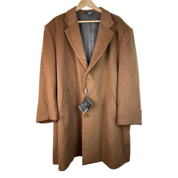 NWT Angelo Rossi Men's 44 Brown Hand Tailored Micro Tech Wool Coat - Picture 1 of 11